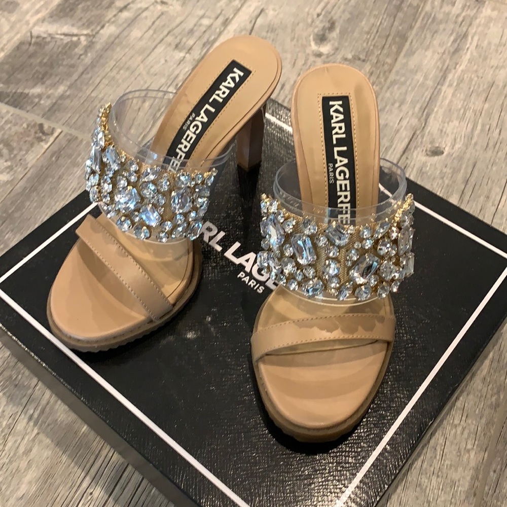 Brand New.  Karl Lagerfeld high heel shoes women's with Rhinestone. size 7. NEW